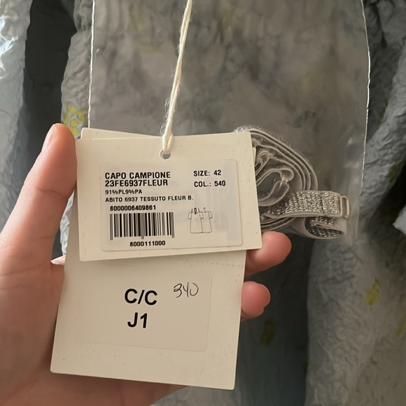 Beatrice .B Blue Printed Halter Baby Doll Dresss w/Puff Sleeves Made in Italy 4 - Picture 5 of 7